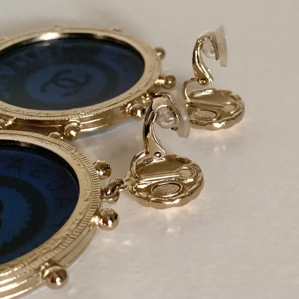 Chanel Large Logo Disc Earrings